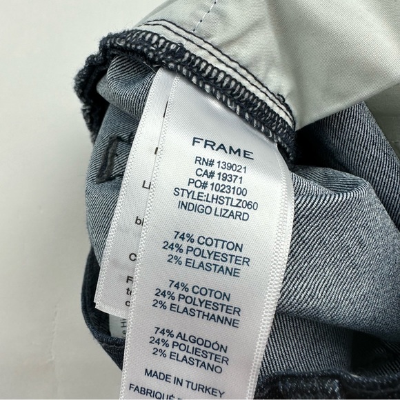 Frame Denim Le High Straight Indigo Lizard Coated Jeans Sz 25 - Picture 8 of 11